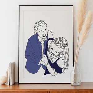 Custom Line Drawing | Digital download art | Drawing from photo | Personalized gift | Family portrait | Couple portrait | Anniversary gift