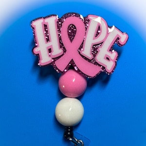 Hope Breast Cancer Ribbon Badge Reel