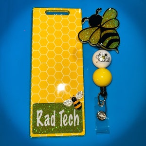 Cutie Bee Badge Reel and Honey Comb Badge Buddy Set