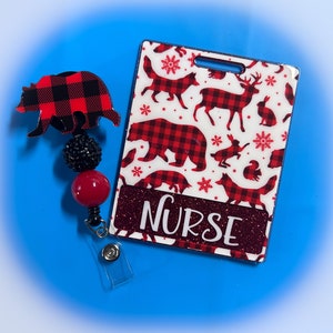 Buffalo Pattern Christmas Badge Buddy Set