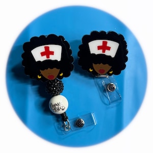 Afro Nurse Badge Reel