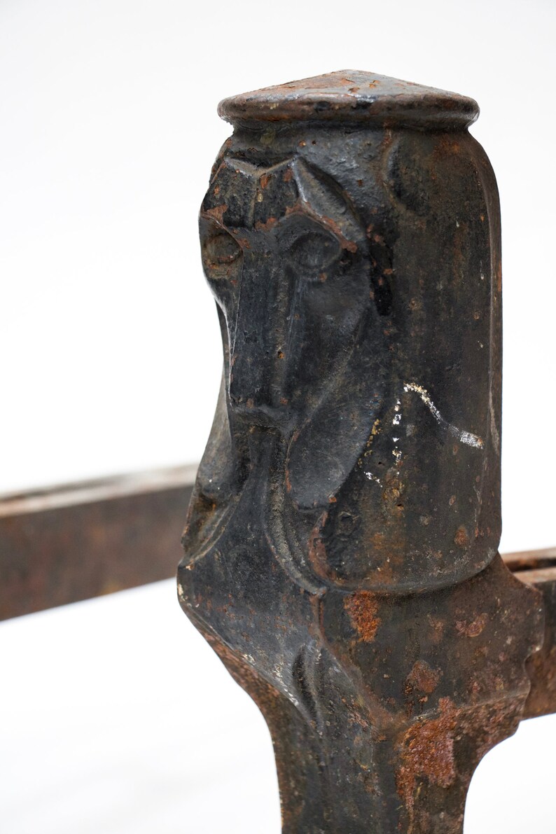 Antique Pair Dog Fireplace Andiron fire Dogs Etsy