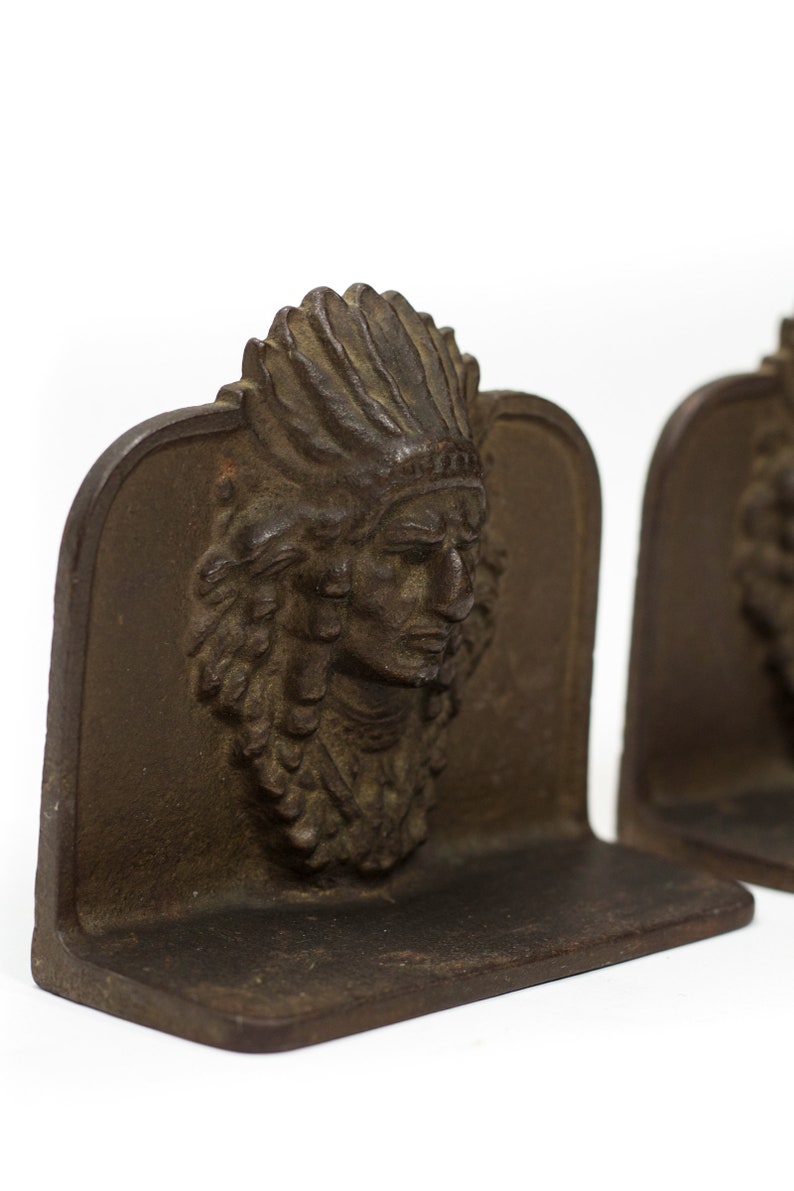 Cast Iron Indian Chief Bookends Etsy