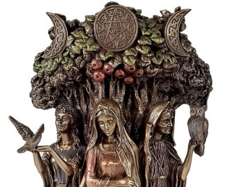 Veronese Celtic Triple Goddess Maiden, Mother Danu and Crone Statue Bronze Color