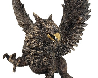 Mythology Griffin Griffon Lion Eagle Statue Viking Celtic Knot Base Bronze Color