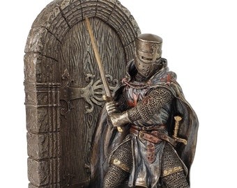 7"  Medieval Times Crusades Templar Knight RIGHT Bookend Statue Bronze Color