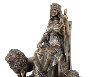 Cybele / Rhea Roman Greek Mythology Mother of Gods Statue W/ Lions Bronze Finish