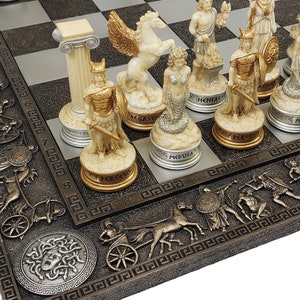 Chess Set Board Games Gift Luxury Premium Ancient Greek Themed Chrome Metal  Gold Silver Pegasus Figure Marble Home Decoration - AliExpress
