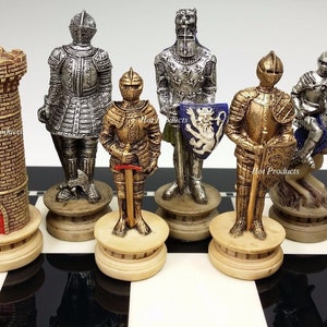 2 3/4 Small Medieval Knights Metal Chess Pieces  Chess pieces, Medieval  chess, Medieval chess set