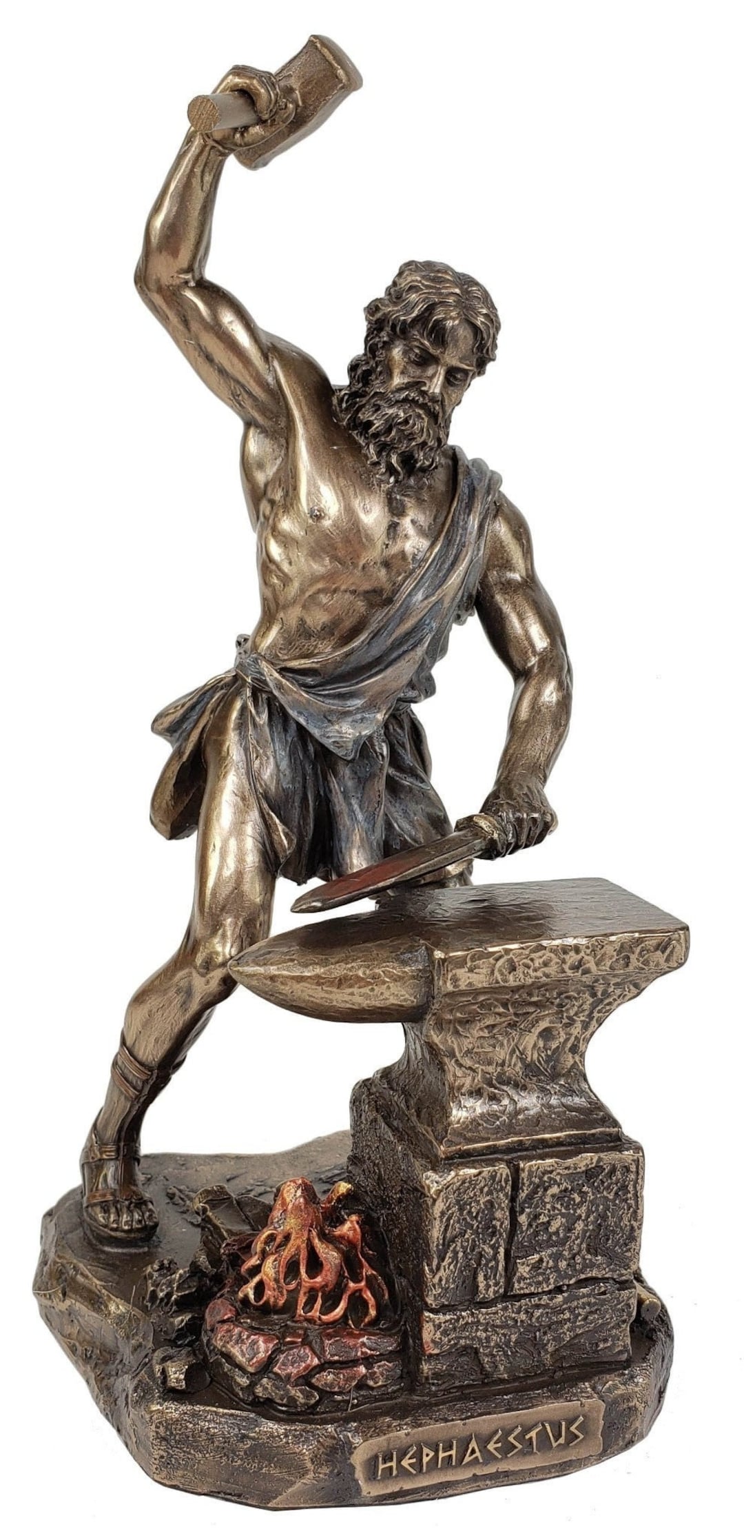 8 1/2 Hephaestus Greek Mythology God of Fire Statue Sword Bronze Color Etsy