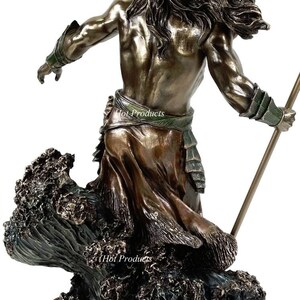 LARGE 20 Poseidon W Trident GREEK MYTHOLOGY God of Sea Statue Bronze Finish image 5