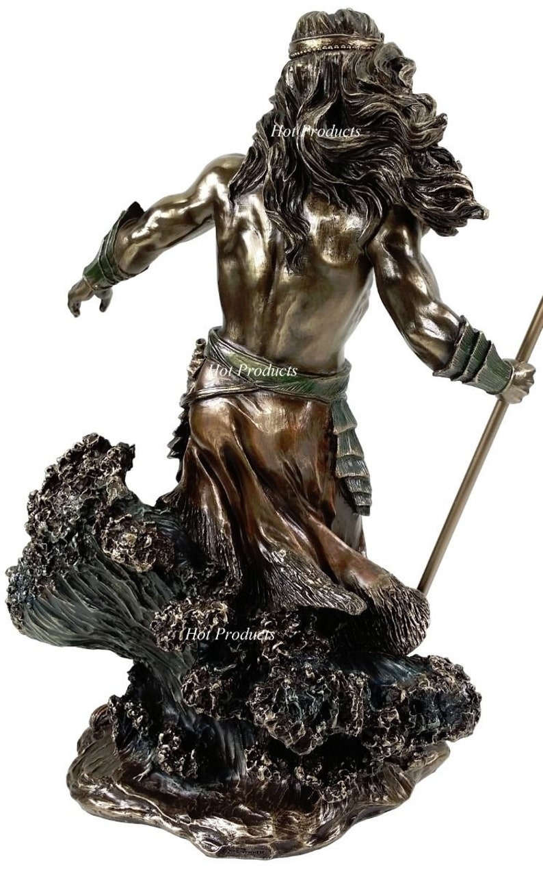 LARGE 20 Poseidon W Trident GREEK MYTHOLOGY God of Sea Statue Bronze Finish image 5
