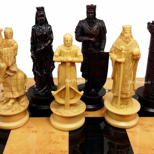 Medieval Times Crusades King Richard Chess Men Set Antique Color - NO Board