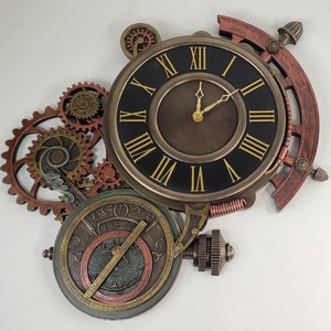 32 Rotating Gears Wall Clock. Industrial Wall Clock. Large Steampunk Wall  Clock With 12 Self Rotating Gears. Big Wall Clock With Gears. 