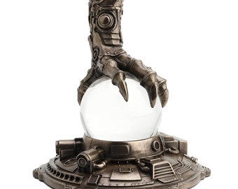 6.5" Steampunk Dragon Claw Holding Crystal Ball Bronze Color Statue