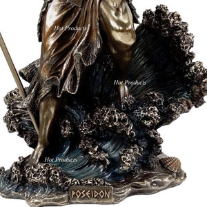 LARGE 20 Poseidon W Trident GREEK MYTHOLOGY God of Sea Statue Bronze Finish image 4