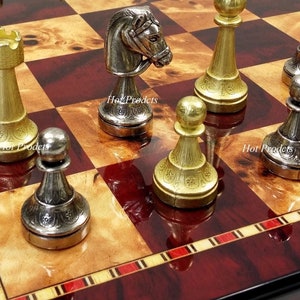 Large Napoleon Theme Chess Set with Brass & Nickel Pieces by Italfama