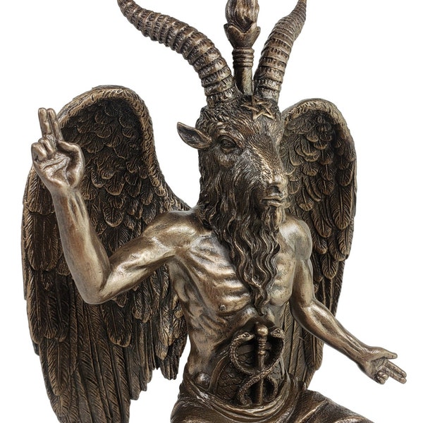 10" Baphomet on Pedestal Goat Statue Bronze Color Statue