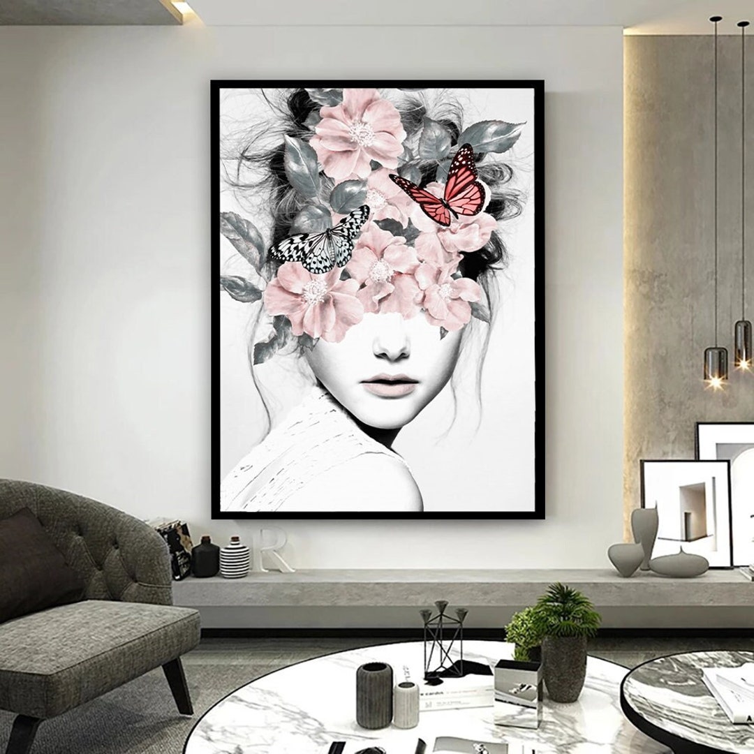 Flower Head Canvas Wall Art Flower Head Art Print Modern Etsy