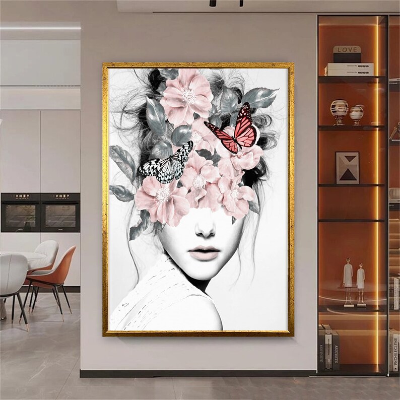 Flower Head Canvas Wall Art Flower Head Art Print Modern Etsy