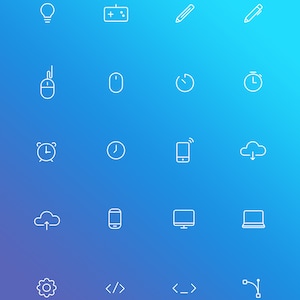 Minimal UI Tech Icon Set, Icon Web Mockup Set, User Interace Design Icons