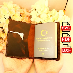Leder Passport Case Vorlage, Leder Passport Cover Cover Muster / A4 und US Letter PDF / SVG / DXF, DIY, Leder Passport Inhaber Muster