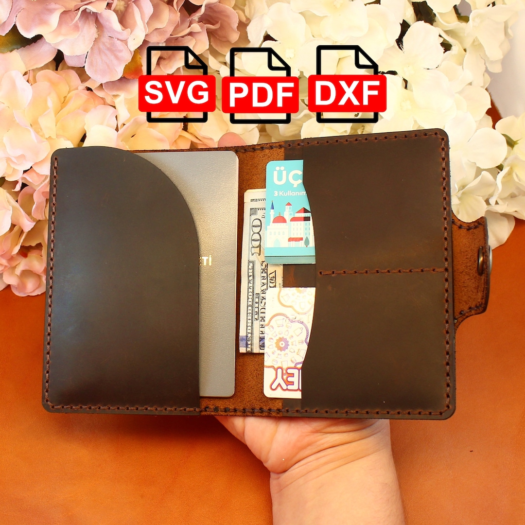 A4 and Us Letter PDF/ SVG / DXF Leather Passport Case Pattern, Leather