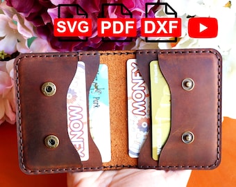 Molde para porta-cartões de couro com 8 compartimentos, faça você mesmo (svg, pdf, dxf)