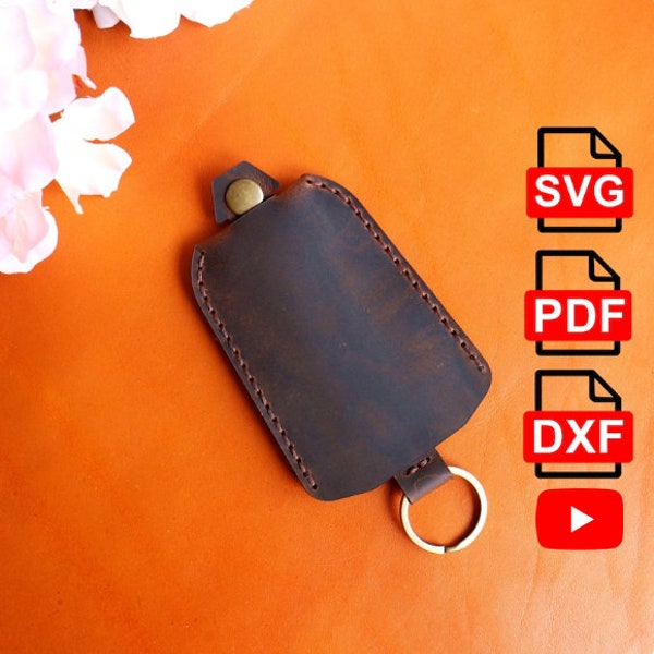 Modèle de porte-clés en cuir. Couvre-clés. Étui à clés en cuir. Patron en cuir/Patron bricolage/Porte-clés Patron PDF, SVG et DXF/Tutoriel vidéo