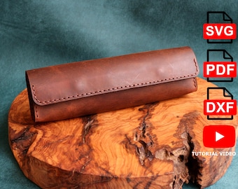 Leather Pencil Case PDF Pattern: Flap Pouch Template (SVG, DXF)