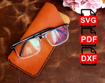 Motif d'étui à lunettes en cuir/Modèle d'étui à lunettes en cuir/A4 et lettre US Pdf/Svg/Dxf DIY/Pour découpe laser/Pdf et Svg/Modèle