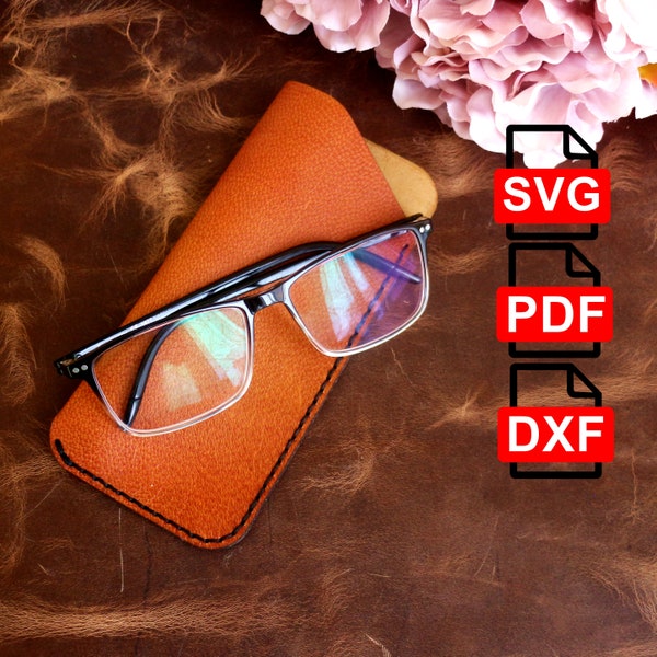 Leather Glasses Case Pattern/Leather  Glasses Case Template /A4 and Us Letter Pdf/ Svg / Dxf DIY / For Laser Cut /Pdf and Svg /Template