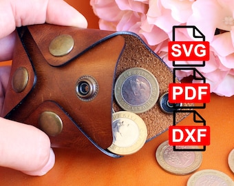 Plantilla de monedero de origami de cuero: lista para cortar con láser (PDF, SVG, DXF)