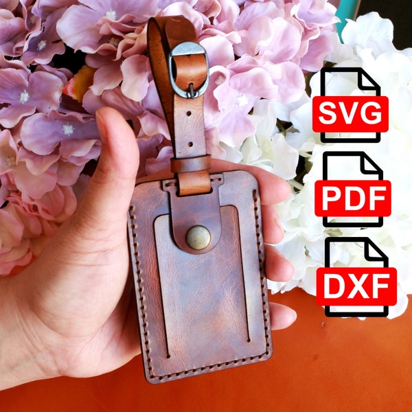Leather Luggage Tag Pattern /A4 and Us Letter PDF/ SVG / DXF /  For Laser Cut Ready / Leather Luggage Tag  Template