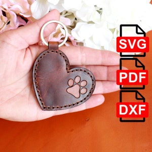 Leather Paw Keychain  Digital PDF-SVG-DXF Pattern, Leather Key Fob Template, Diy, Laser Cut Ready, A4, Us Letter