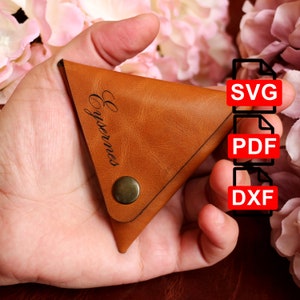 Leather Triangle  Coin Pouch Digital PDF, SVG and DXF Pattern, Coin Purse Pattern Pdf , Svg, Dxf  (Laser Cut).Origami Coin Purses Pattern