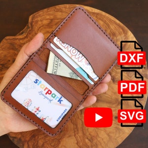 Leren identiteitskaarthouder portemonnee / patroon / leren portemonnee/A4 en Us Letter Pdf / Svg / Dxf DIY / Voor lasergesneden / Sjabloon kaarthouder