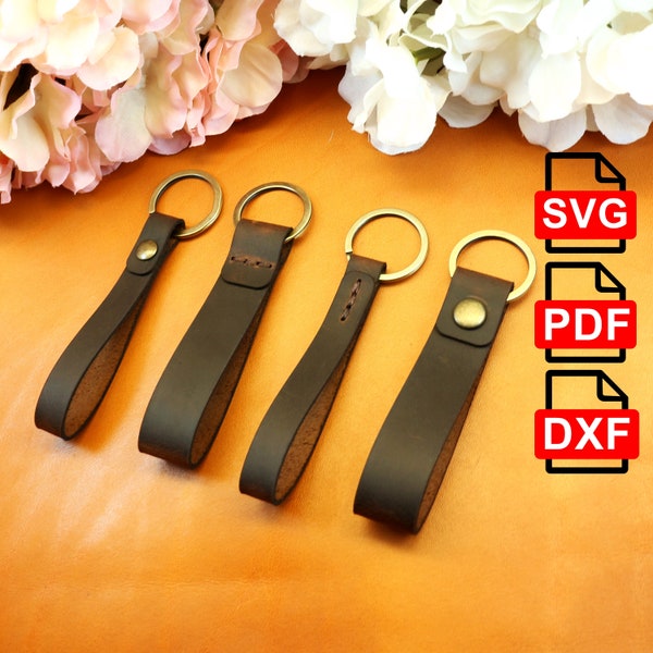 Leather Keychain Template. Key Cover. Leather Crafting Template. Leather Tutorial. Key Rings Pattern, Leather Key Fob PDF, SVG and DXF