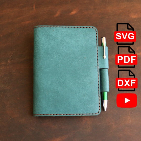 Leather Journal Cover Pattern, A6 Notebook, DIY (pdf, svg, dxf)