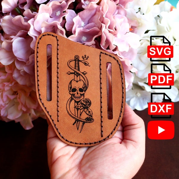 Leather Pocketknife Case for belt /Leather Pocket Knife Case Pattern PDF, SVG and DXF Pattern (Laser Cut Ready),Tutorial Video/Diy Pattern