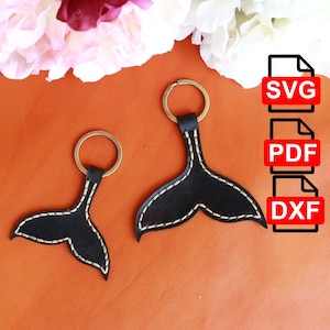 Leather Key Fob Digital PDF-SVG-DXF Template 2 Different size Whale Tail