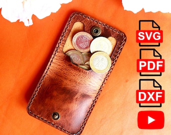 Minimalist Leather Coin Pouch Pattern  PDF, SVG, Coin Purse Template Pdf and Svg, Dxf  (Laser Cut Ready).Diy Pattern/ Tutorial Video