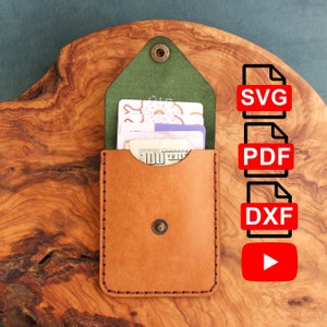 Modello per porta carte in pelle/Modello per porta carte in pelle/A4 e US Letter PDF/SVG/DXF/Modello fai da te/Per taglio laser/Video tutorial