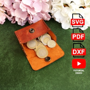 Leather Coin Pocket Template/Leather Coin Pouch Template PDF, SVG, DXF/Coin Purse Pattern Pdf and Svg, Dxf (Laser Cut Ready)