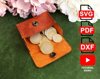 Modello per portamonete in pelle: PDF, SVG, DXF (pronto per il taglio laser)