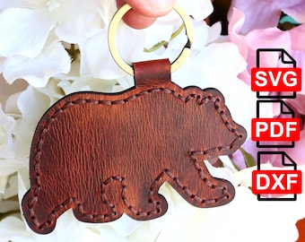 Leather Bear Keychain Pattern: PDF SVG DXF Template