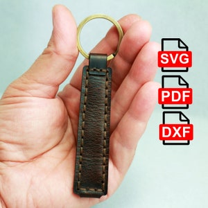 Leather Key Fob PDF, SVG and DXF Pattern. Leather keychain Pattern. Key cover. Leather crafting template. Leather Tutorial.Key Rings Pattern