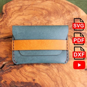 Modello porta carte portafoglio minimalista in pelle/Modello porta carte in pelle/A4 e formato USA PDF/SVG/DXF/Modello fai da te/Video tutorial