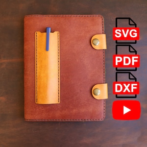 A5 Leather Notebook Cover /A4 and Us Letter PDF/ SVG / DXF Leather Journal Planner/Diary /Diy Pattern/ Tutorial Video
