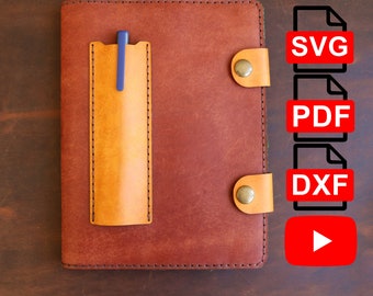 A5 Leather Notebook Cover /A4 and Us Letter PDF/ SVG / DXF Leather Journal Planner/Diary /Diy Pattern/ Tutorial Video